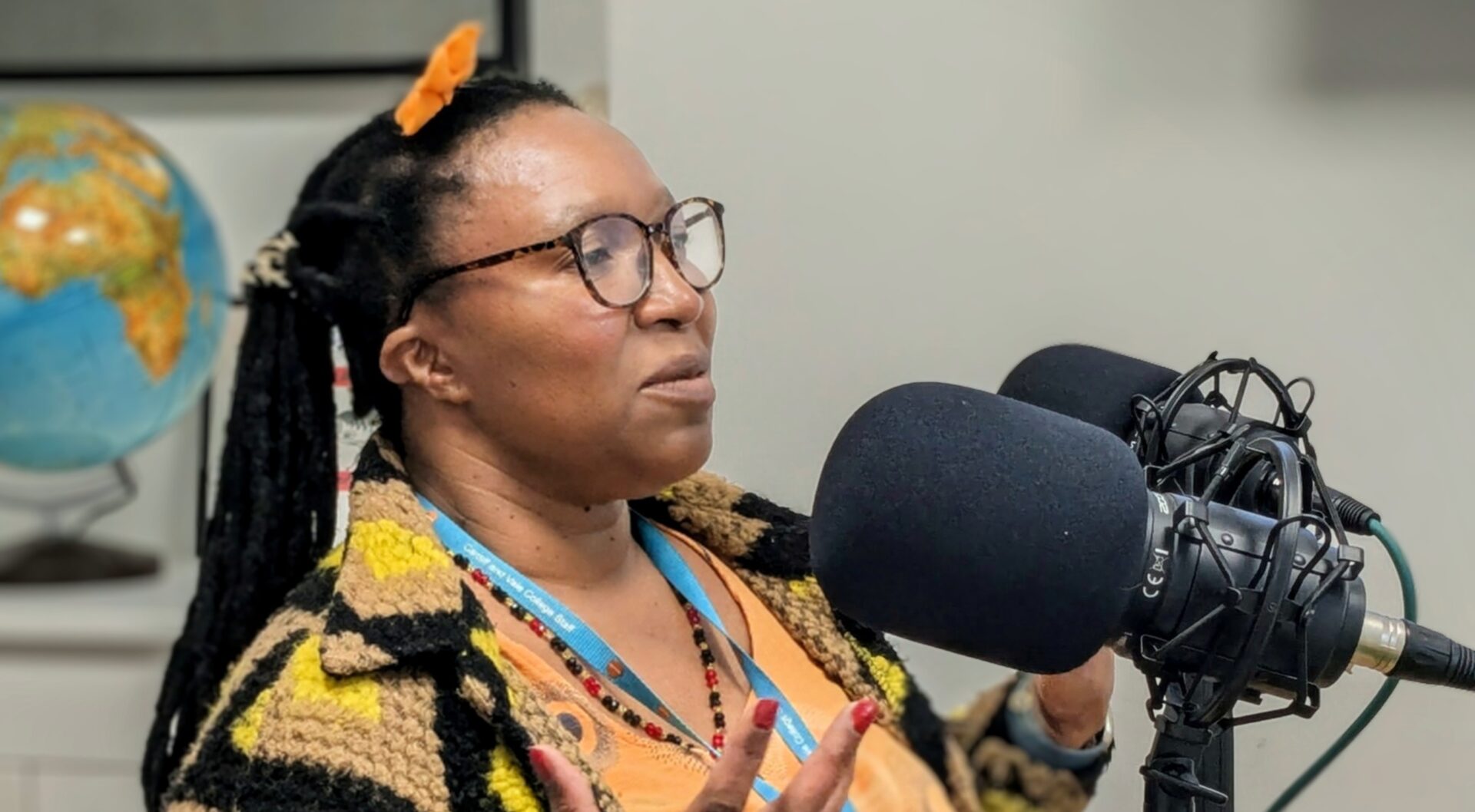 Martha Musonza Holman speaking to Wales, Africa and the World at HayMan Media studio in Newport.